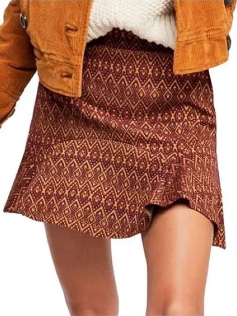 Free People When in Rome Mini Skirt Boho Flared Maroon Women’s Small